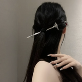 Sword Style Hairpin with Red Crystal Charm – Novelty Hair Accessory for Women